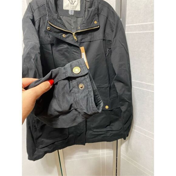 WenVen Women's Plus Size Jacket Lightweight Long Sleeve Utility Anorak Coat Blac - Picture 3 of 9